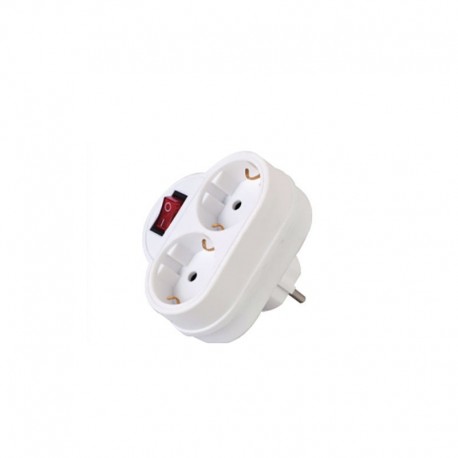 Adaptor GZB01/02A Alfaone Σούκο 1Χ2 με διακόπτη Λευκό