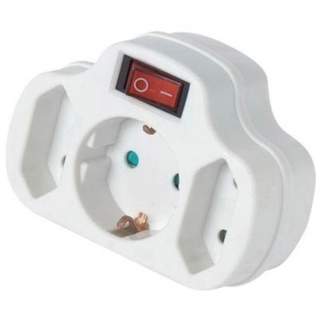Adaptor SQ-GBK-01/01-2B Alfaone σούκο σε σούκο+2απλές με διακόπτη Λευκό